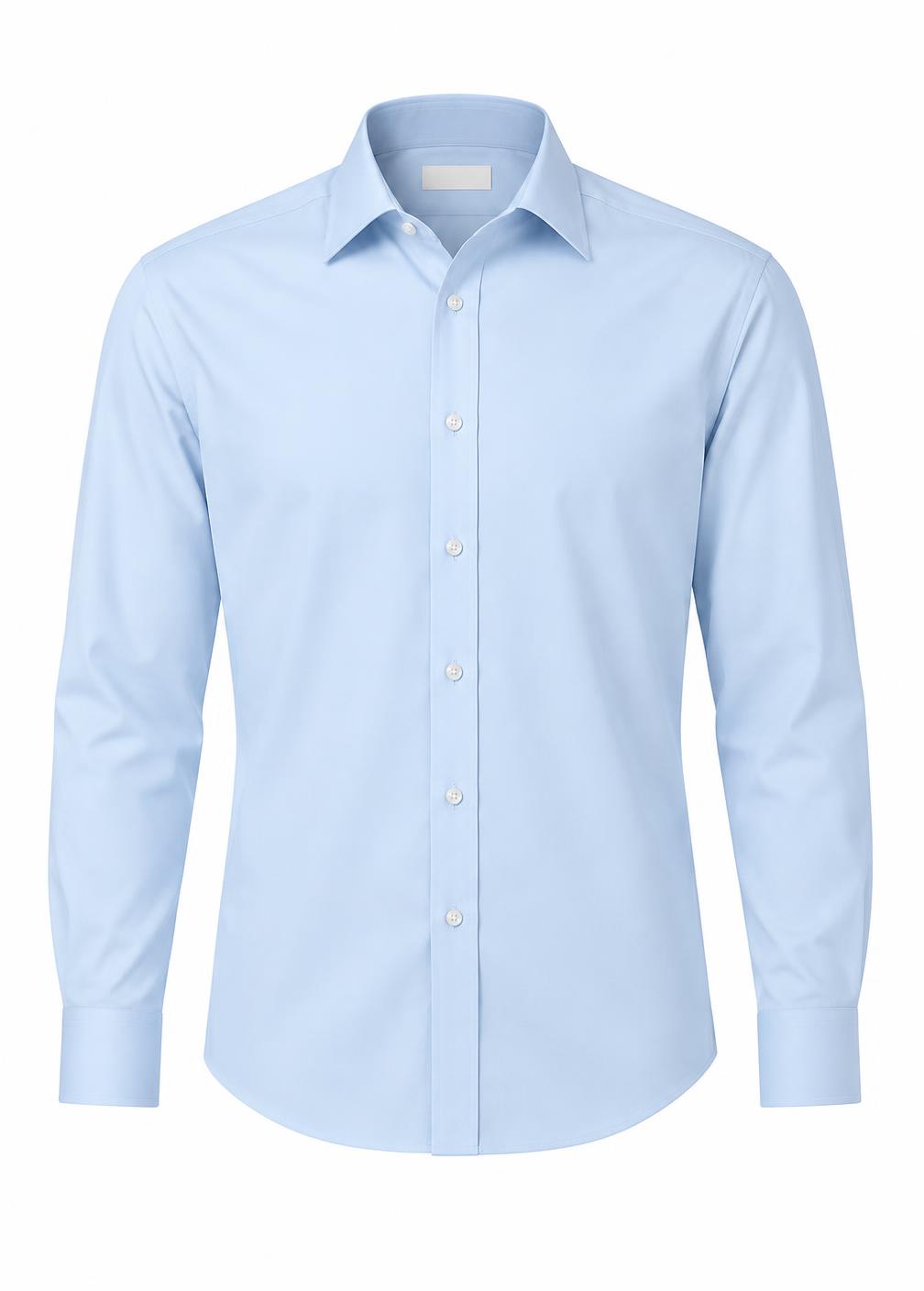Light blue cotton shirt on a white studio background